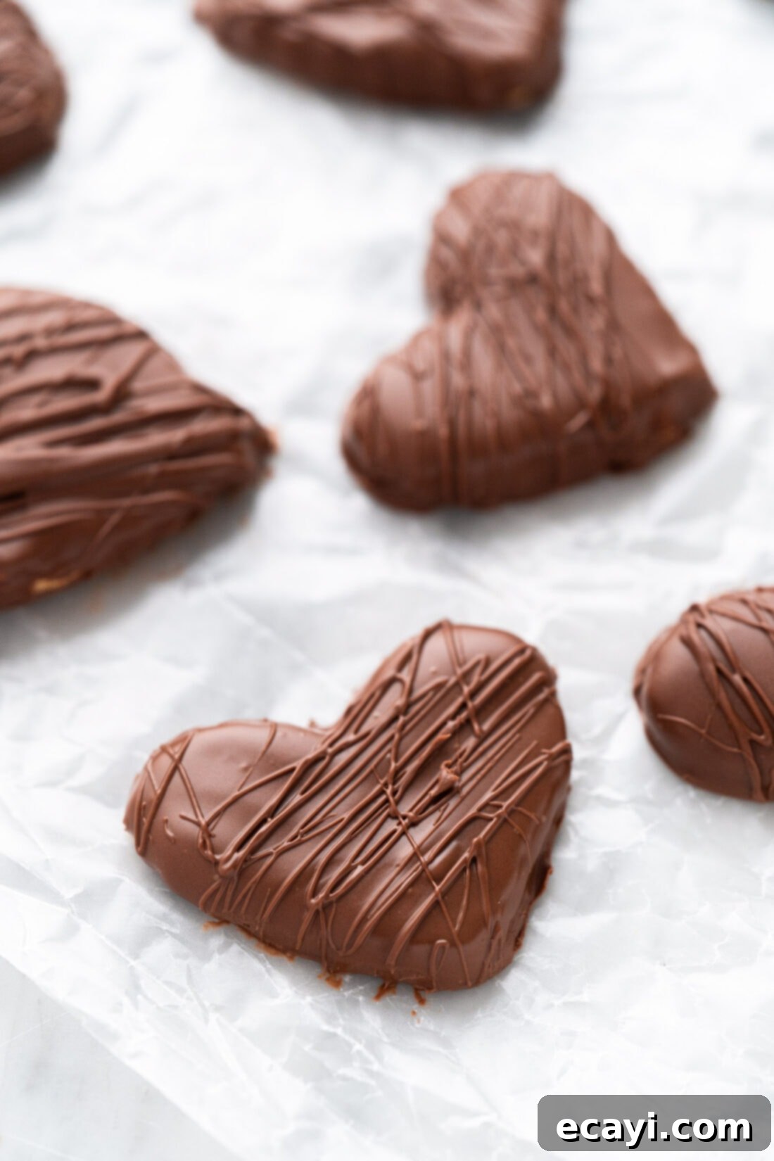 Decadent Chocolate Peanut Butter Hearts 17 Close up of Chocolate Peanut Butter Hearts