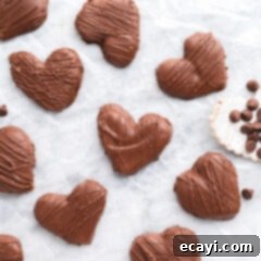Decadent Chocolate Peanut Butter Hearts 18 Chocolate Peanut Butter Hearts on parchment paper