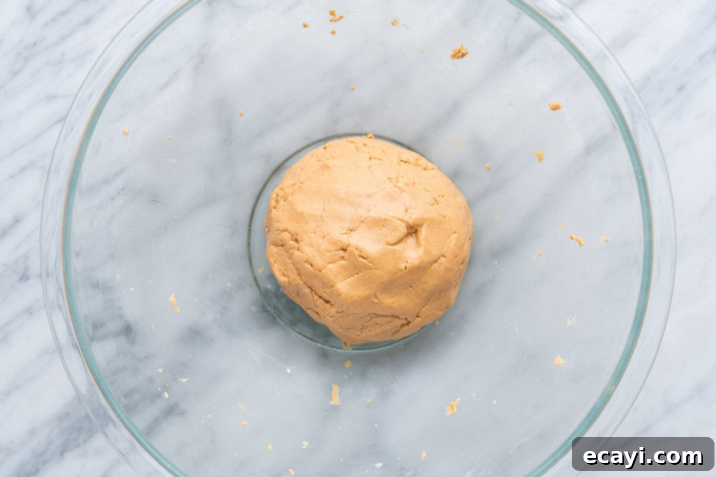 Decadent Chocolate Peanut Butter Hearts 7 Peanut butter dough ball in a bowl