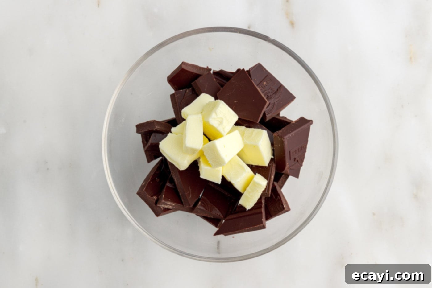 Molten Chocolate Bliss 5 chopped chocolate and butter in a bowl