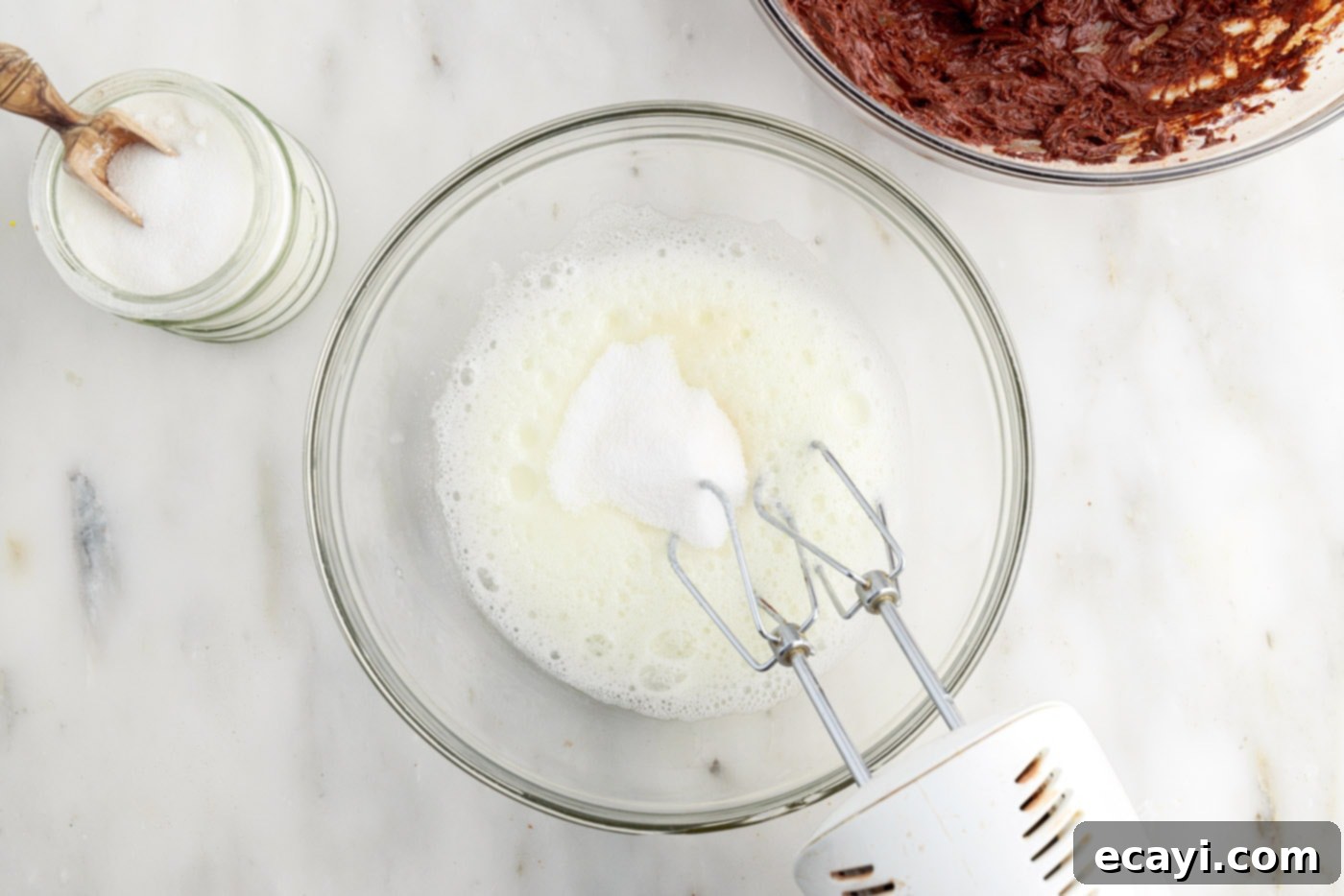 Molten Chocolate Bliss 7 whipping eggs whites using a hand mixer