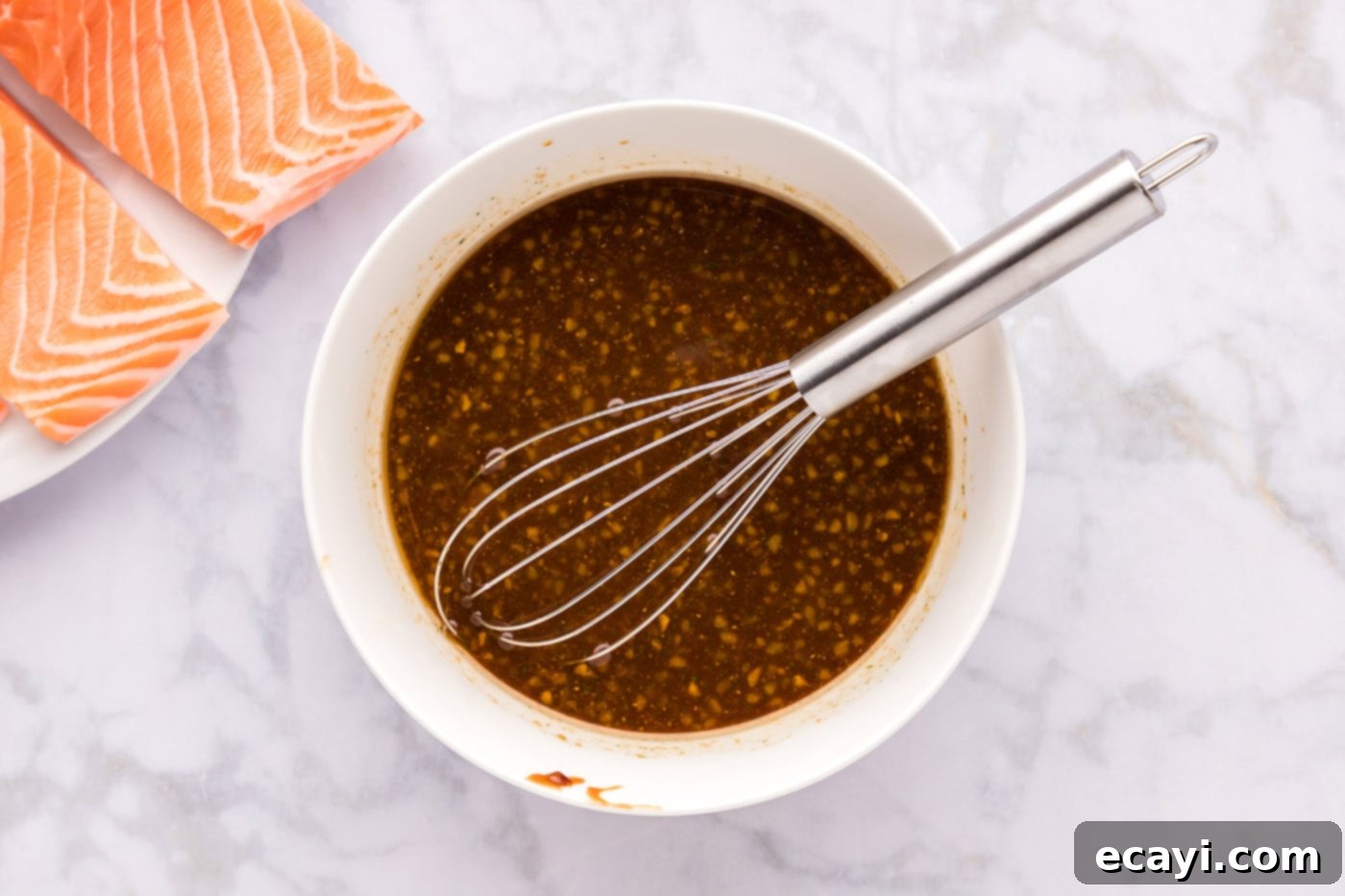 Sweet & Savory Teriyaki Salmon 5 homemade teriyaki sauce whisked in a bowl