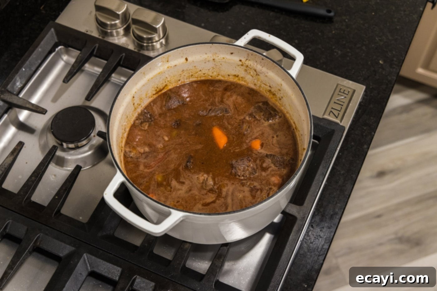 Savory Slow-Braised Beef 14 mixed braised beef in dutch oven