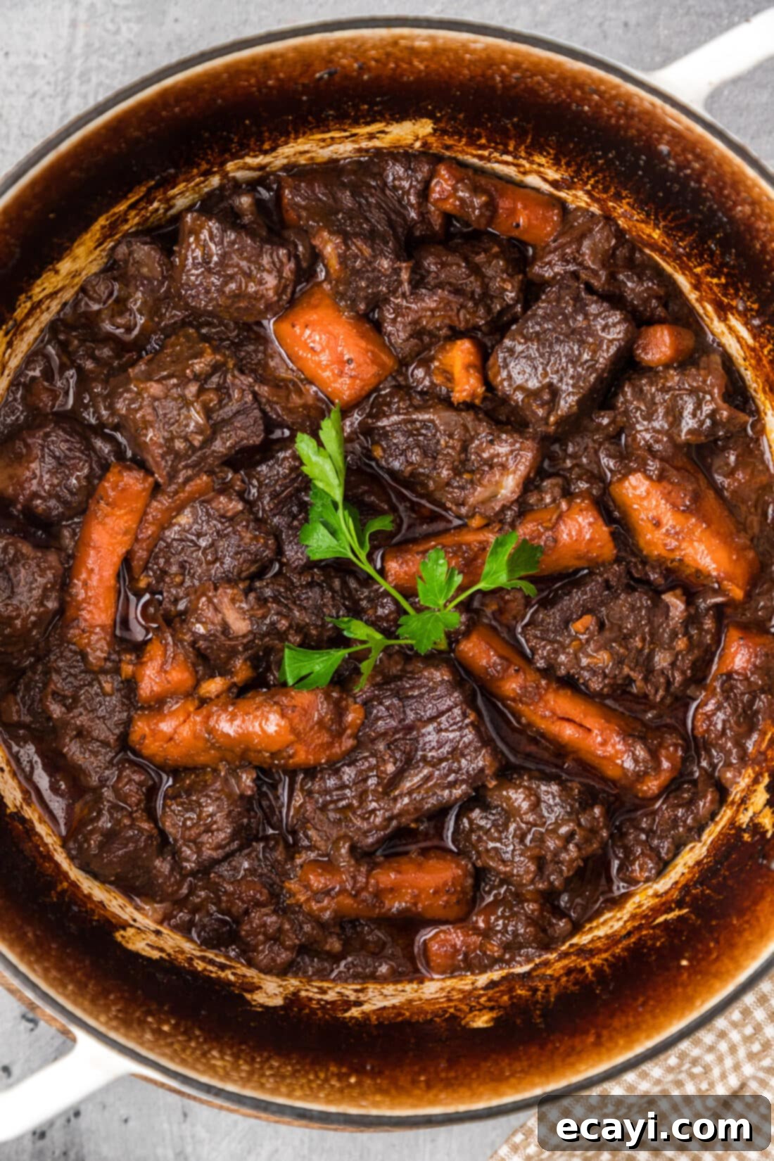 Savory Slow-Braised Beef 16 Close up of a pot of Braised Beef