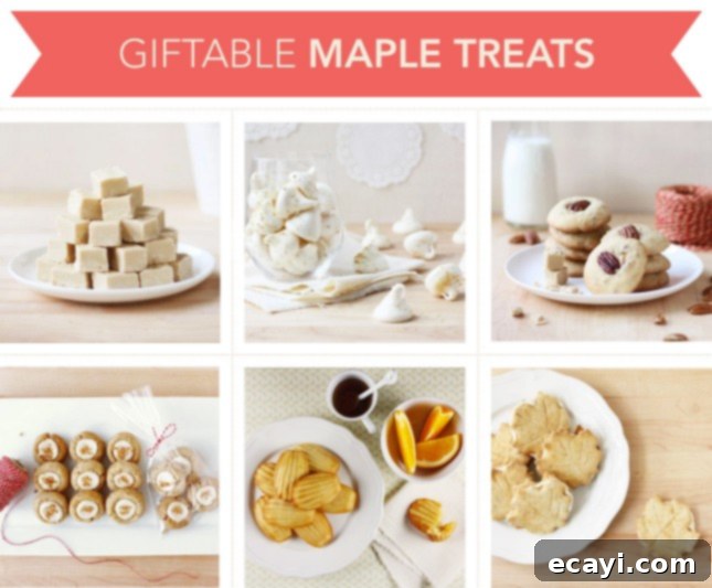 Gingerbread People: 64 Irresistible Cookies & Candies for Perfect Edible Gifts 9 A selection of maple-infused treats, including fudge, meringues, and various cookies, celebrating the rich flavor of maple syrup.