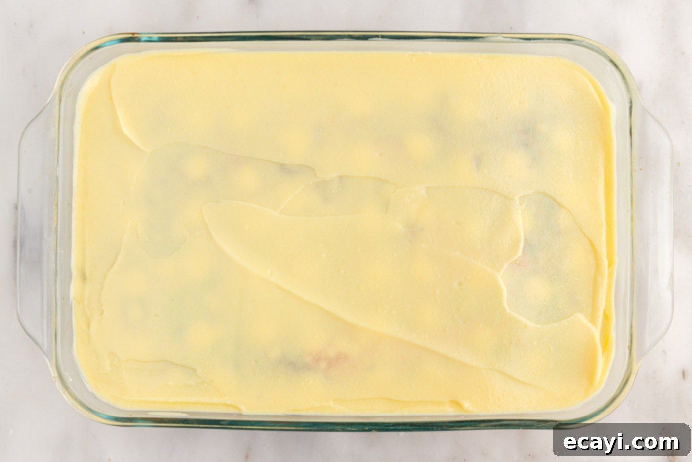Springtime Poke Cake Delight 17 vanilla pudding poke cake overhead