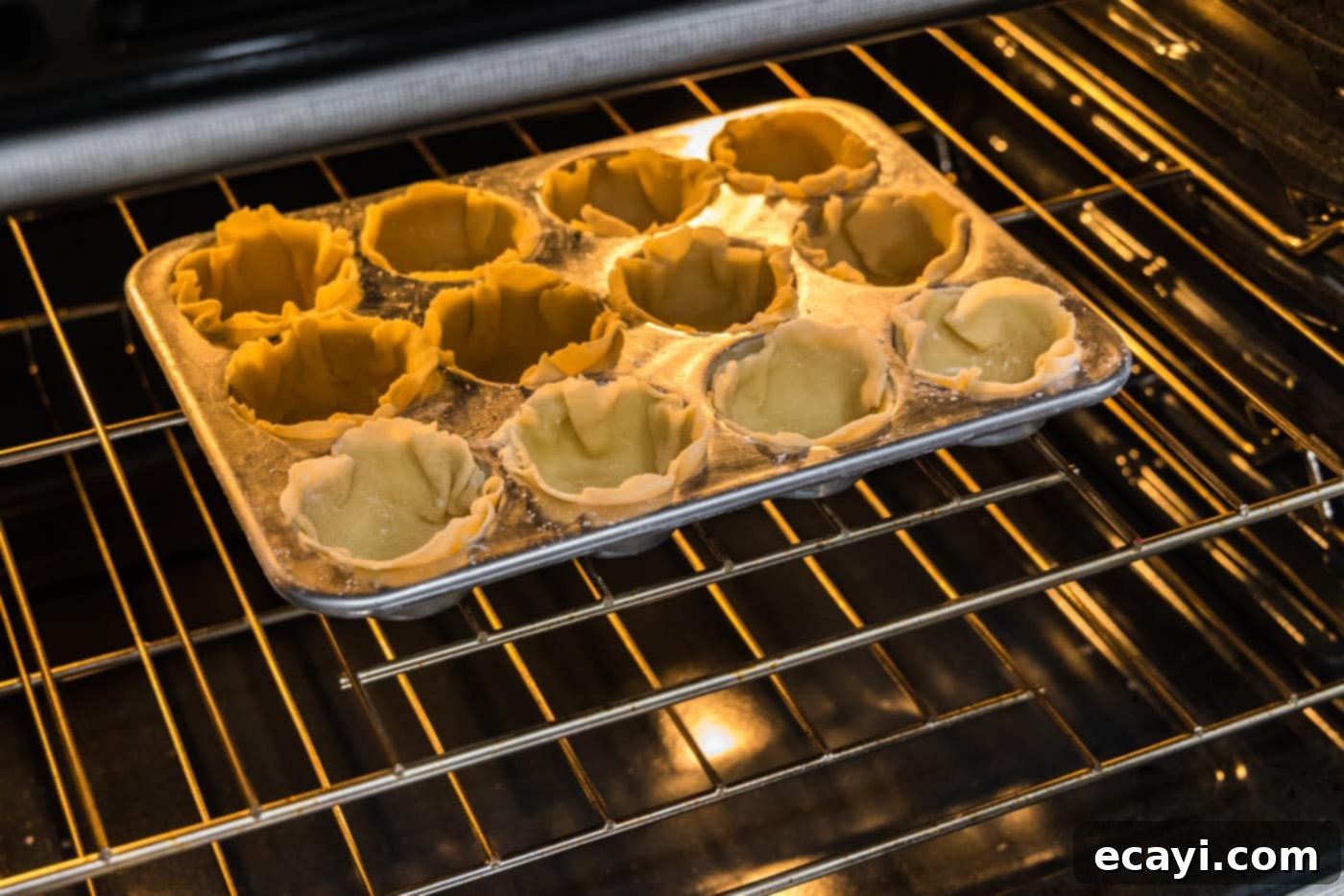 Petite French Silk Pies 16 baking mini pie crusts in a muffin pan