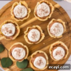 Petite French Silk Pies 31 Mini French Silk Pies on a wooden platter