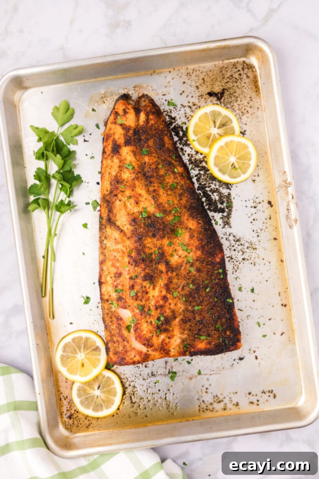Exquisite Salmon Marinade 7 Broiled Salmon on a sheet pan
