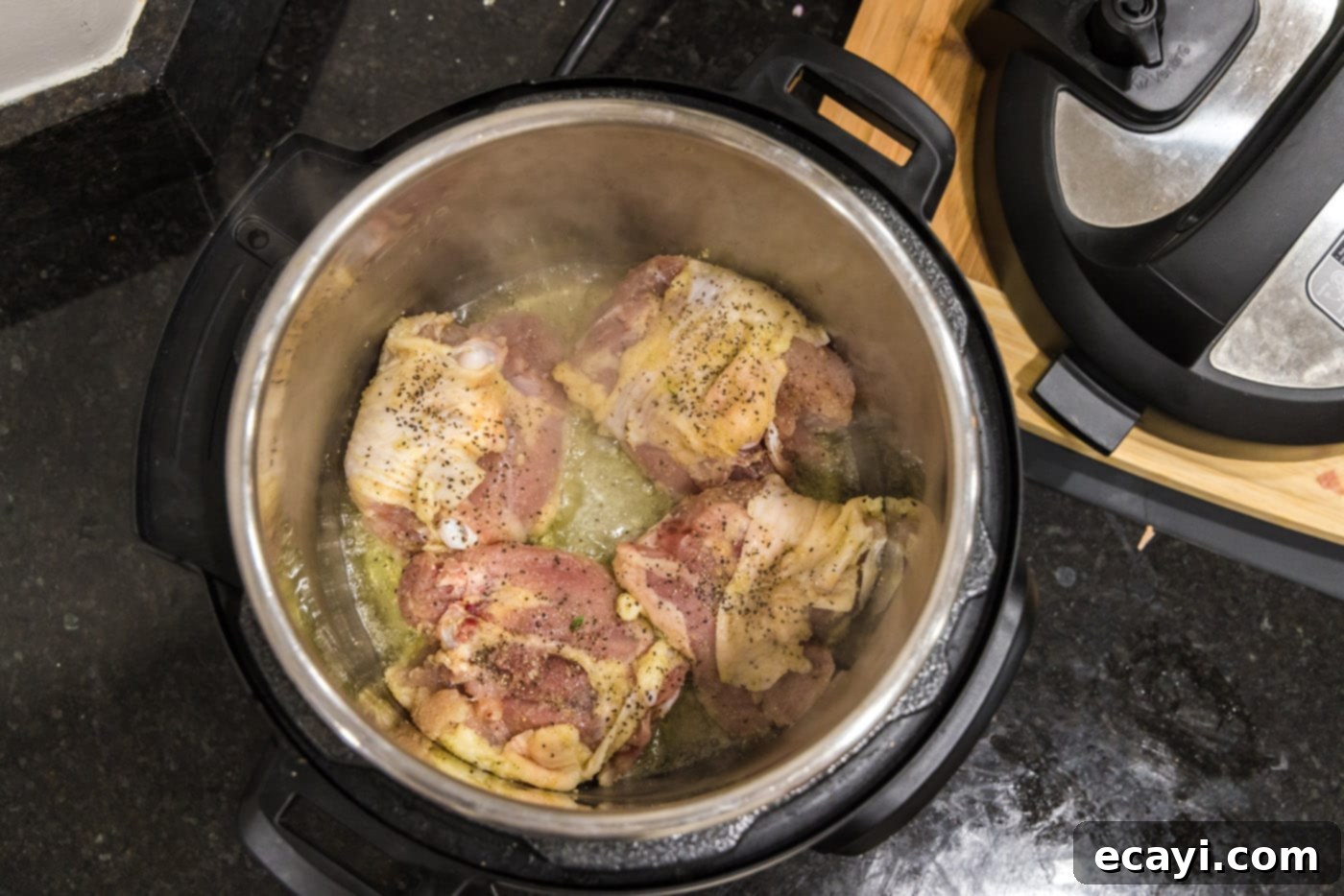 Effortless Instant Pot Chicken Thighs 7 searing chicken thighs in instant pot