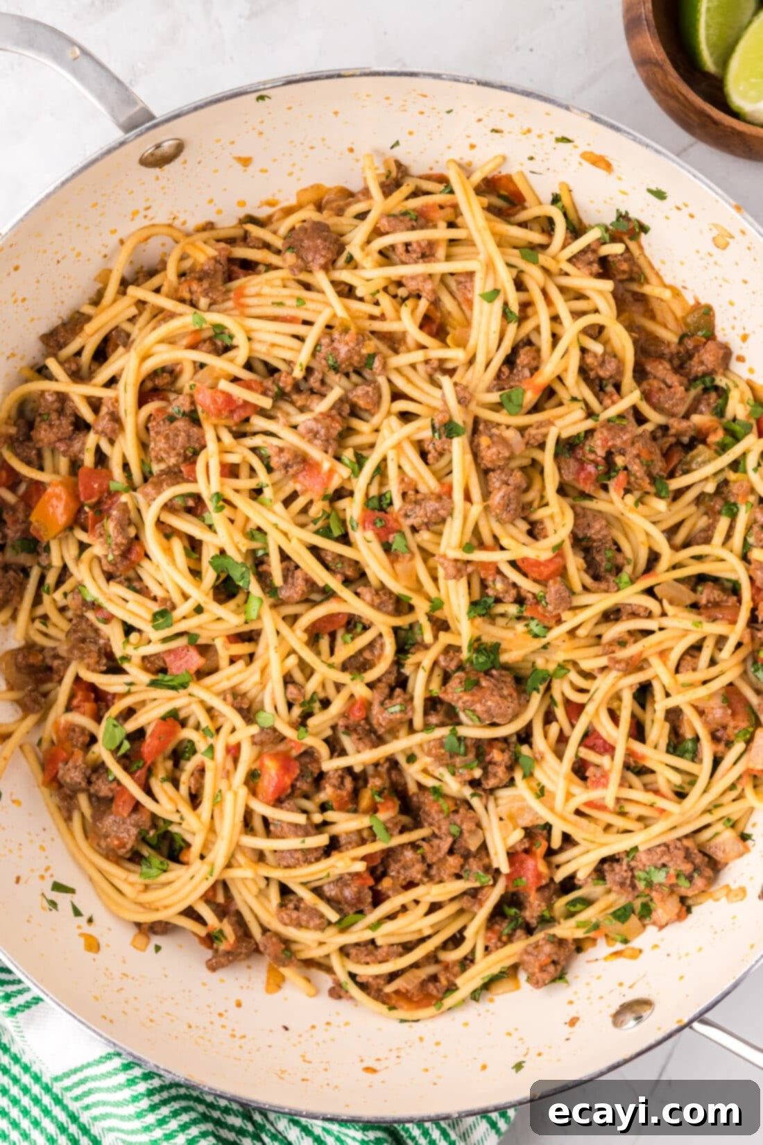 Tex-Mex Spaghetti 11 Skillet of Taco Spaghetti