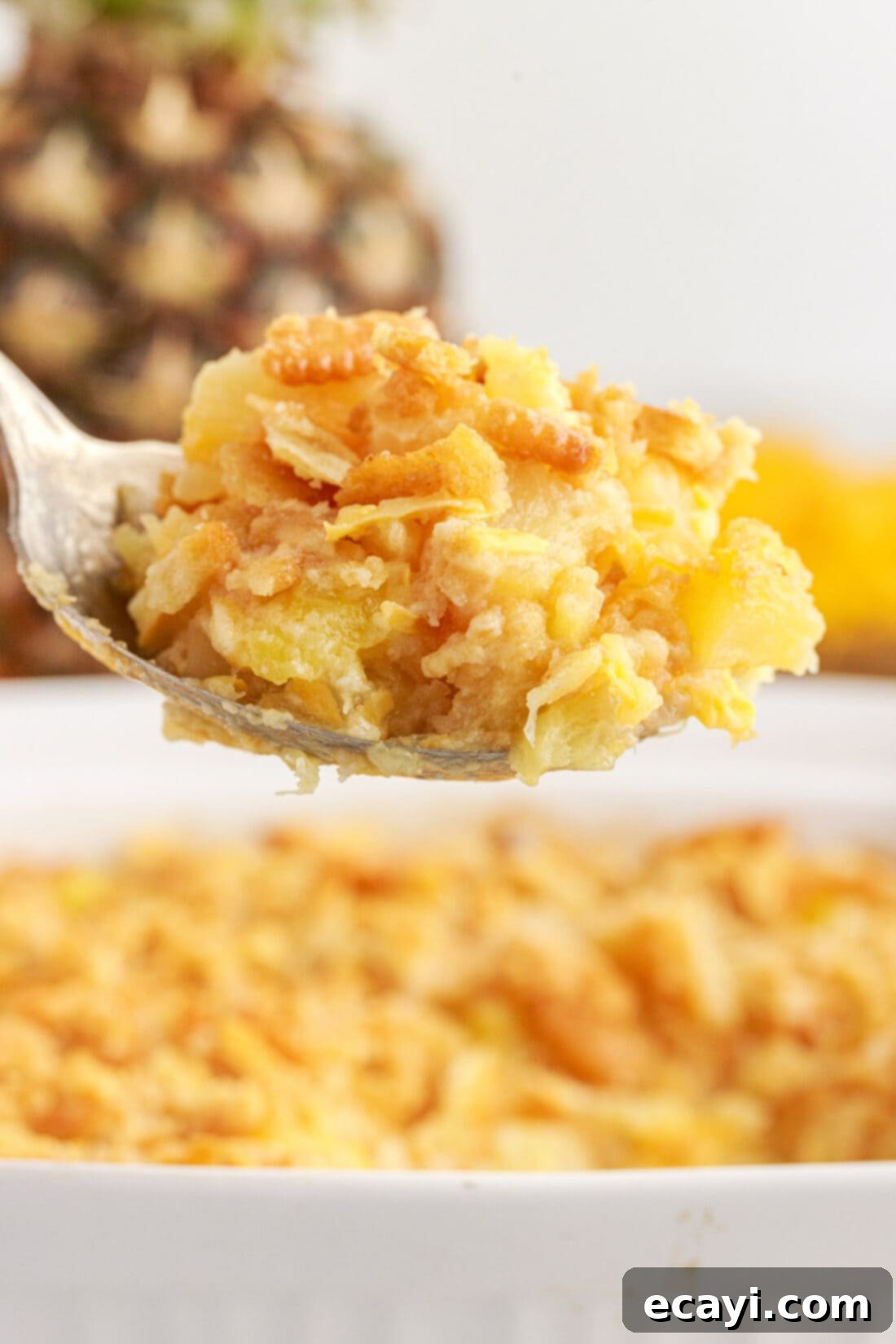 Sweet Pineapple Bake 2 Spoonful of Pineapple Casserole with Golden Brown Topping