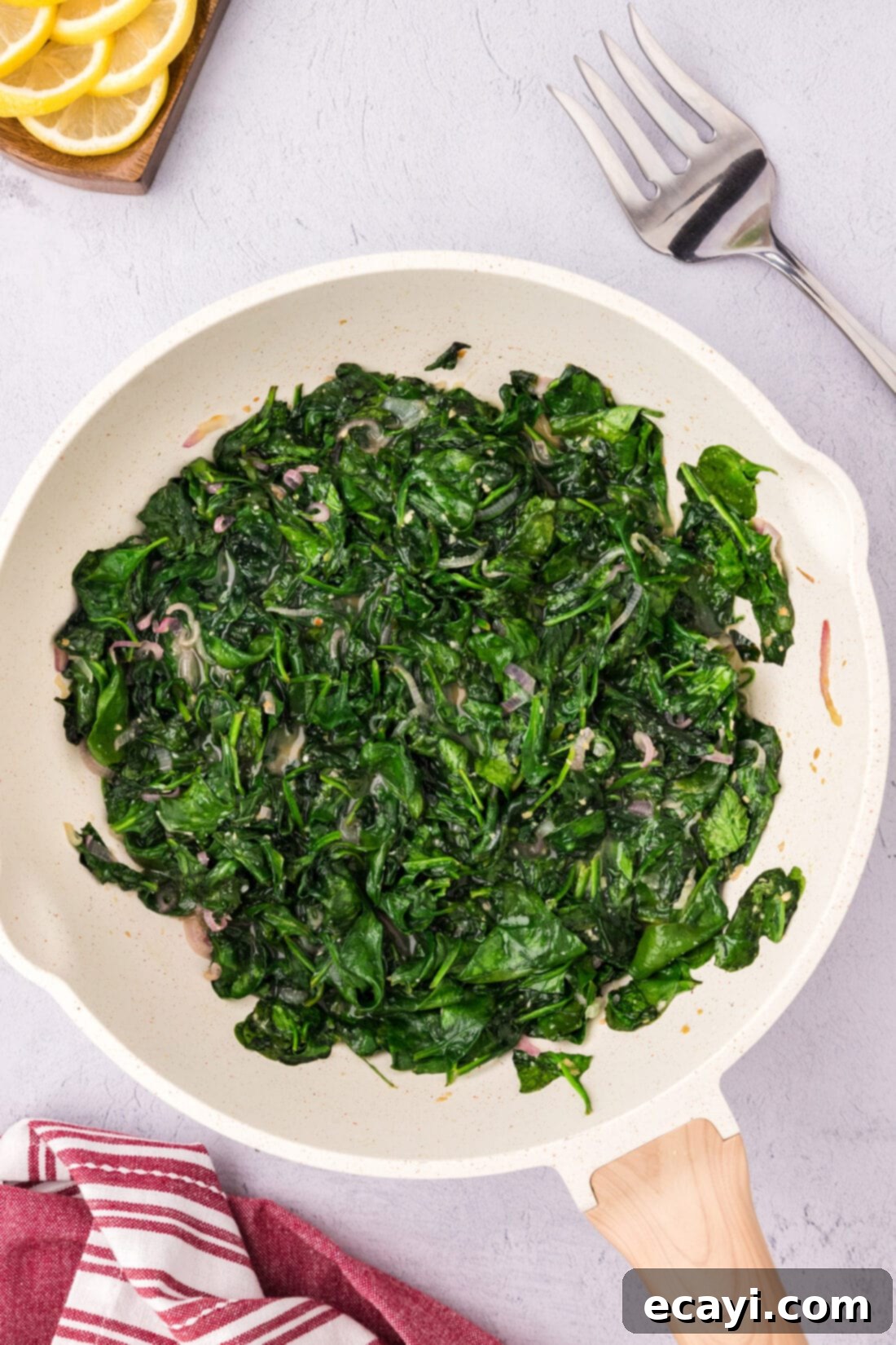Garlic Spinach Sauté 3 Sautéed Spinach in a skillet