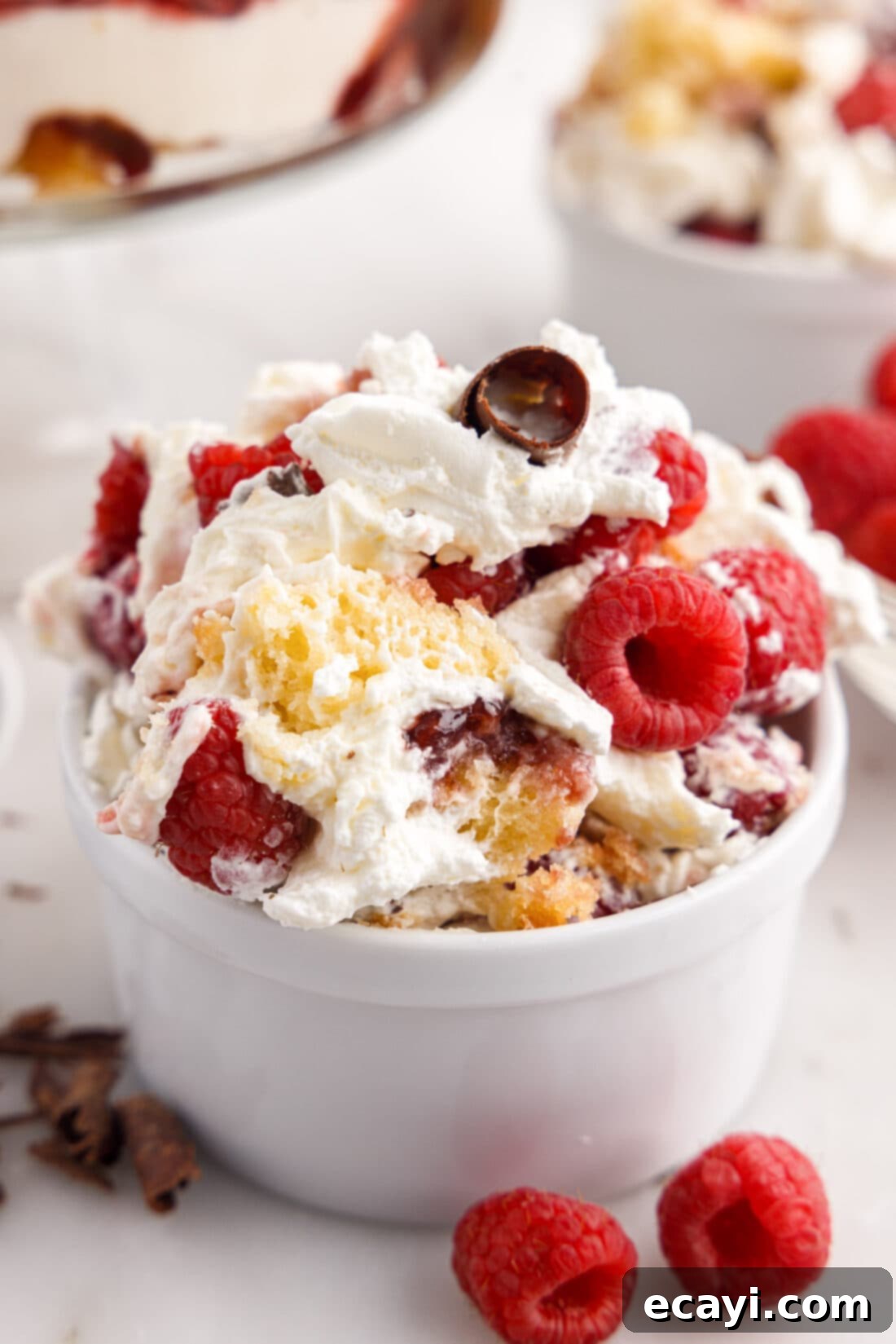 Raspberry Trifle 3 Layers of raspberry trifle with cream cheese, pound cake and jam