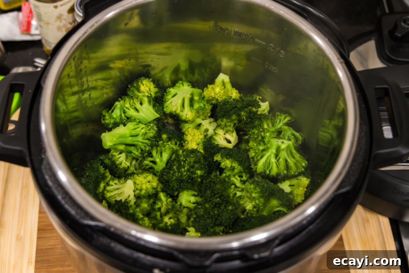 Perfect Instant Pot Broccoli 7 steamed broccoli in pressure cooker after cooking