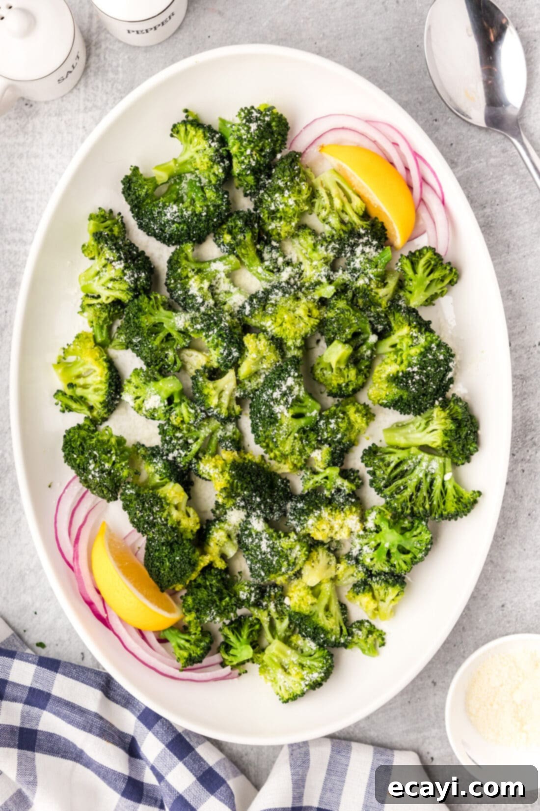 Perfect Instant Pot Broccoli 9 Platter of perfectly steamed Instant Pot Broccoli, ready to be served