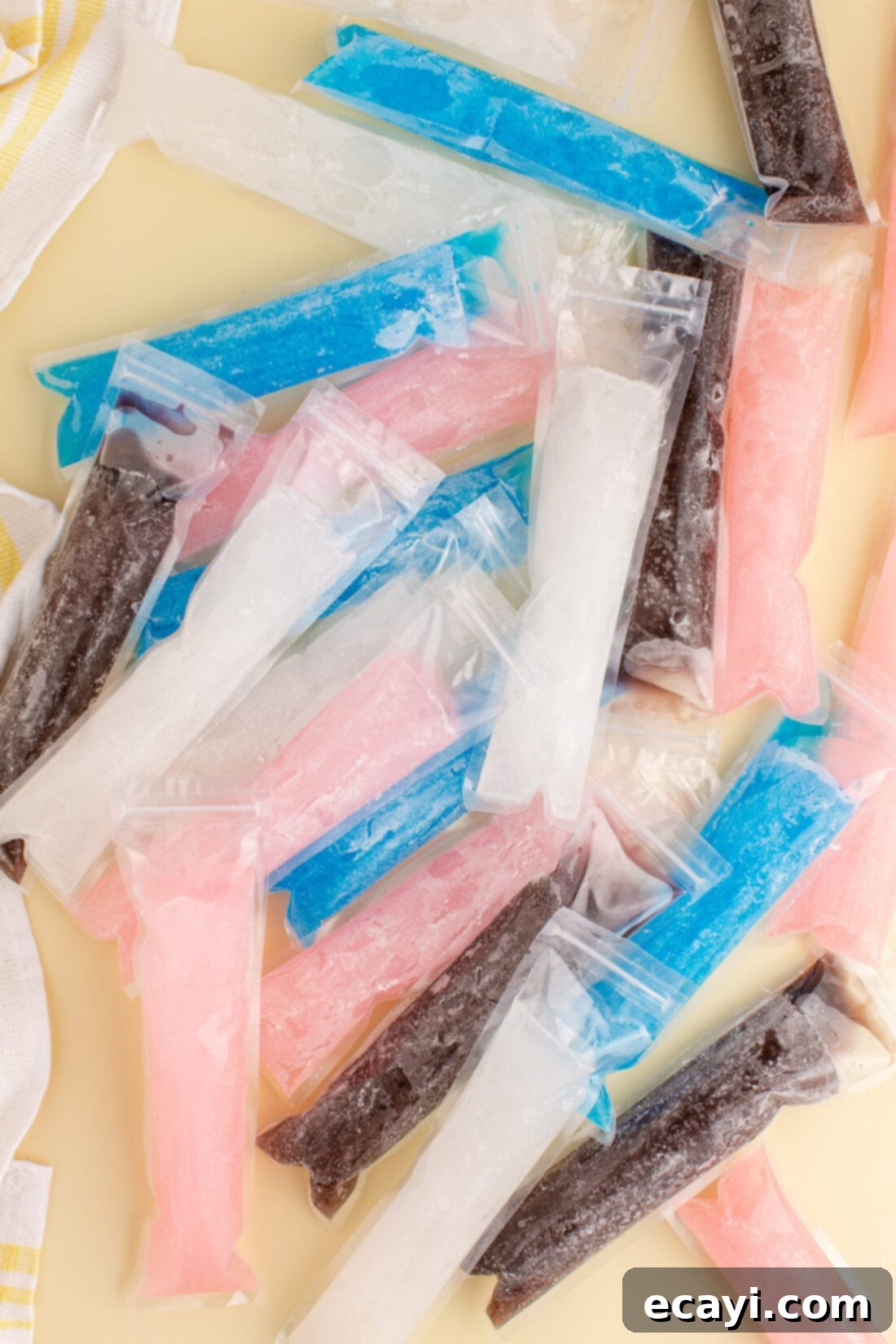 Poptails 2 Assorted Boozy Ice Pops laying on a table, vibrant and ready for summer enjoyment.