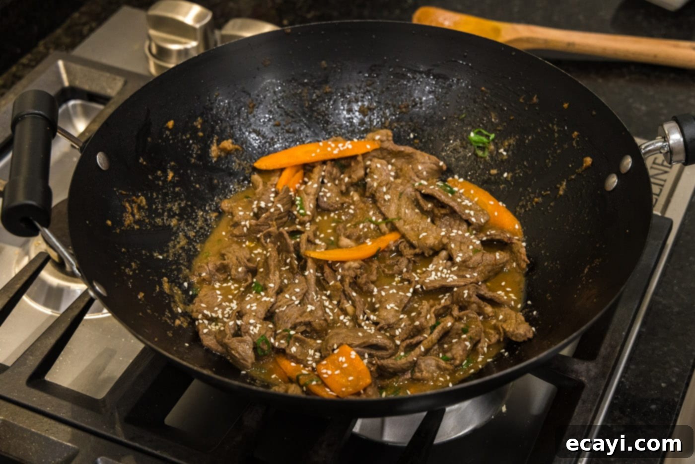 Classic Korean Beef Bulgogi 11 beef bulgogi in a wok