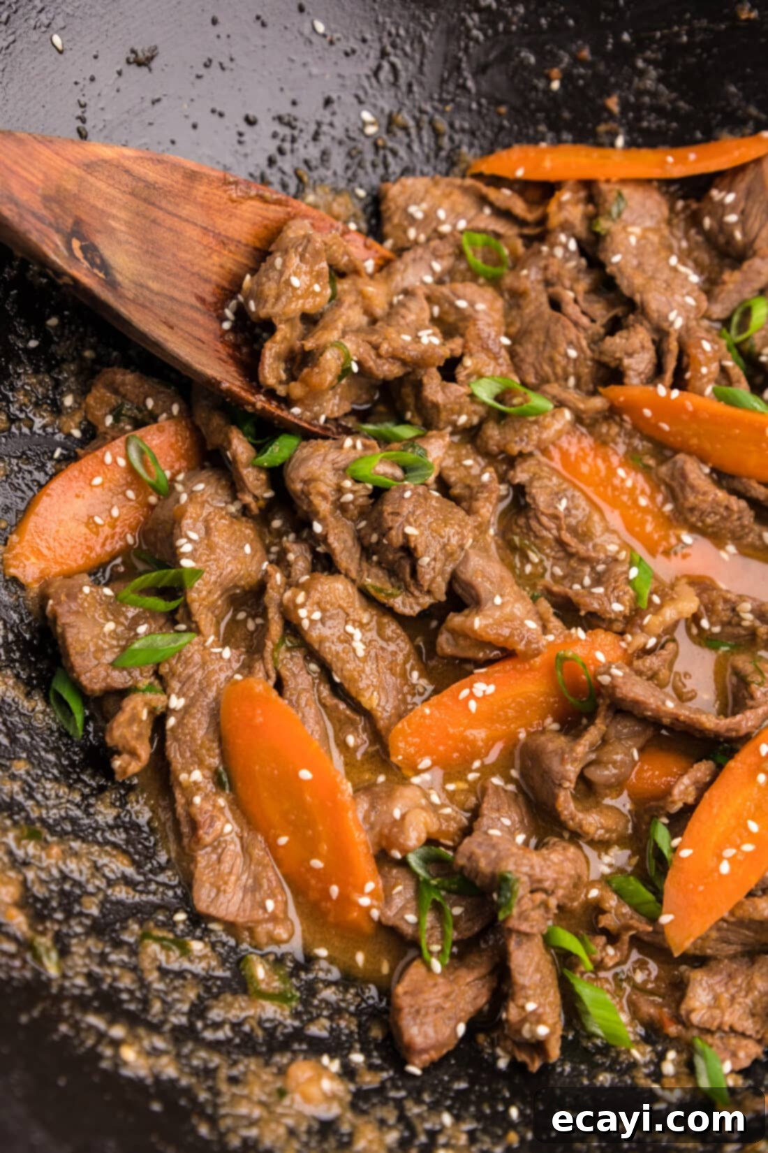 Classic Korean Beef Bulgogi 3 Close up photo of Beef Bulgogi in a wok