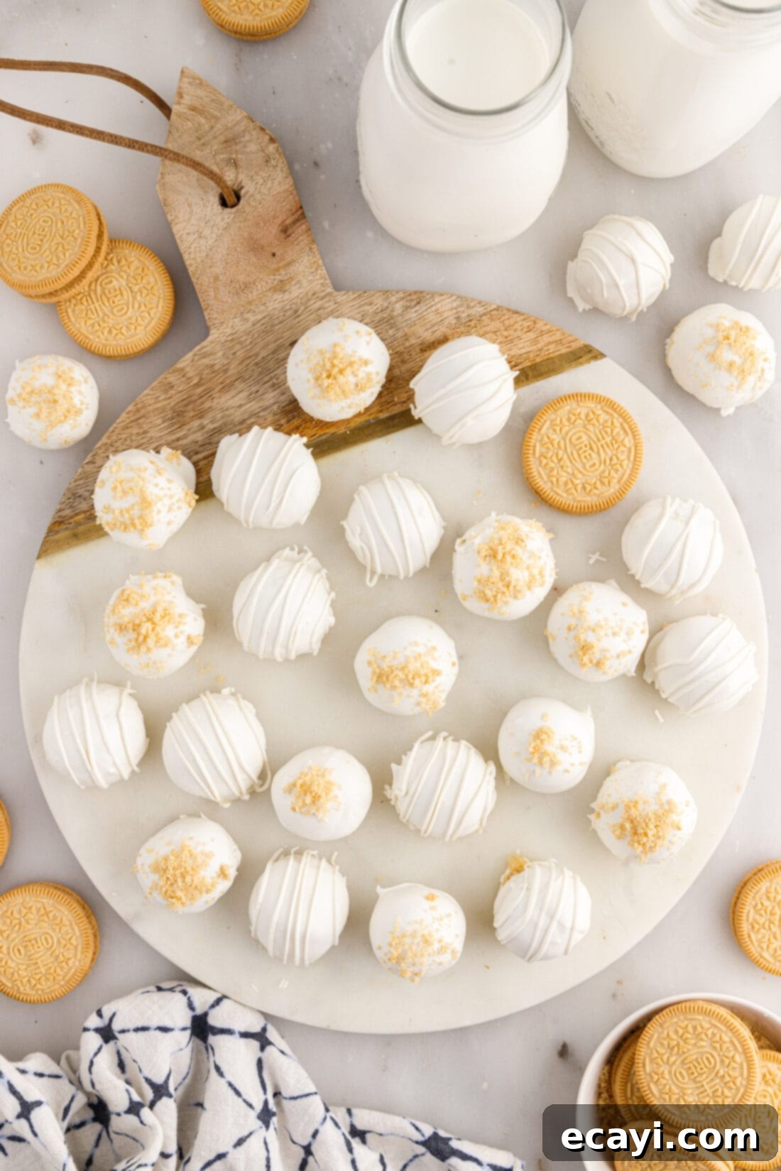 No-Bake Golden Oreo Bliss 3 A beautiful platter of perfectly arranged Golden Oreo Truffles, ready to be served.