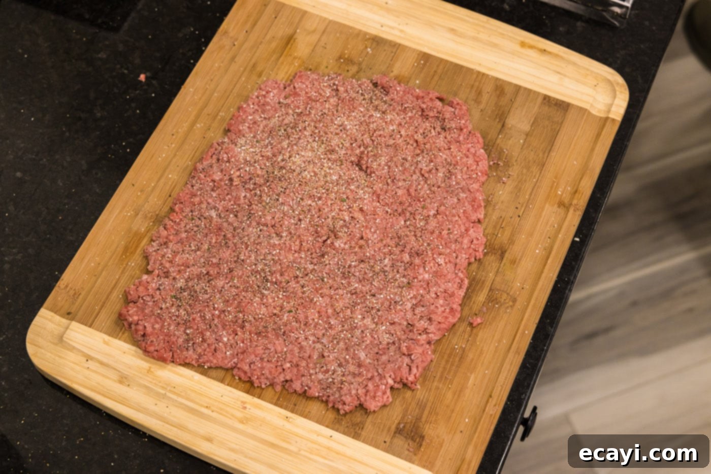 The Smash Burger 6 flattened ground beef with seasonings
