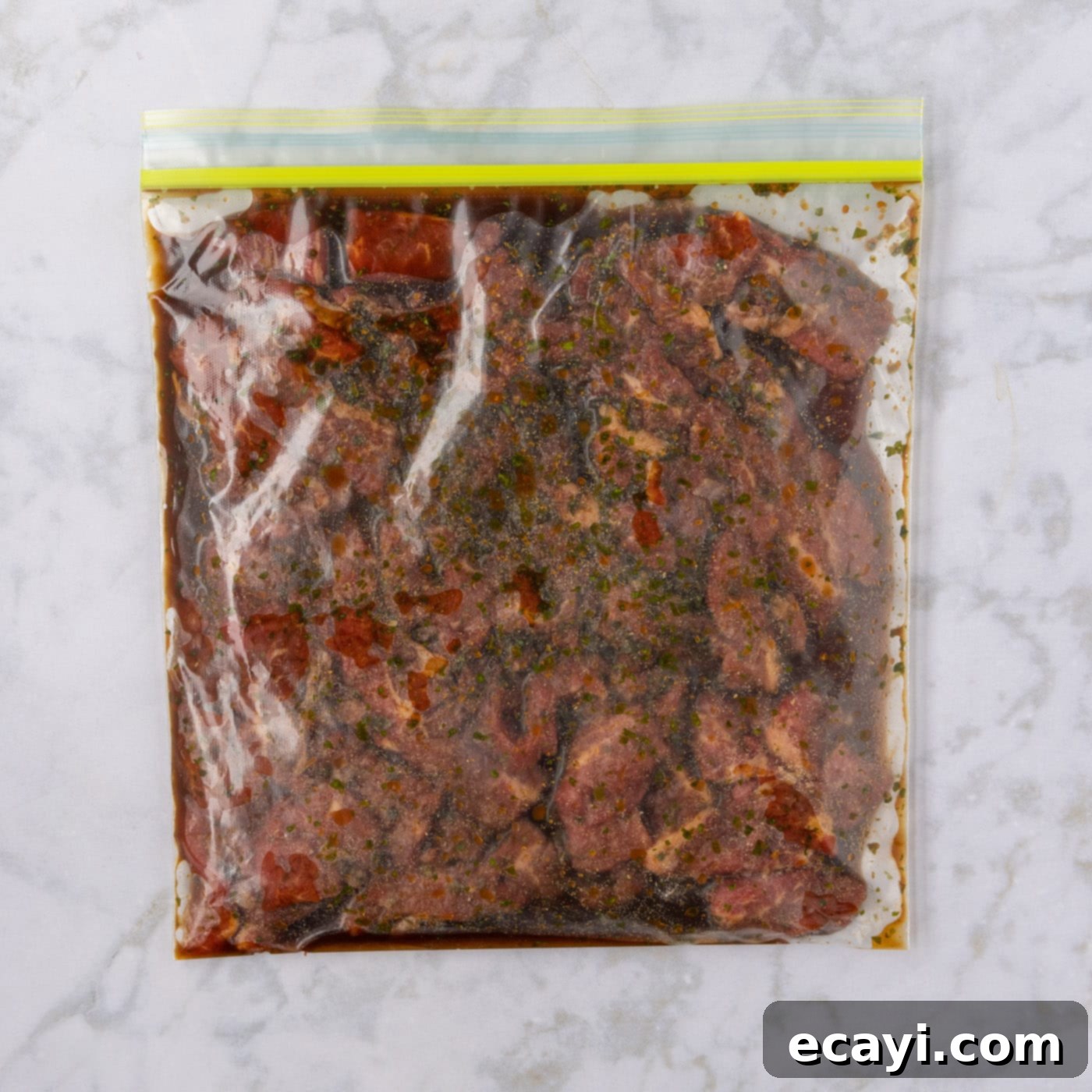 Sizzling Steak Fajitas 7 marinating flank steak strips