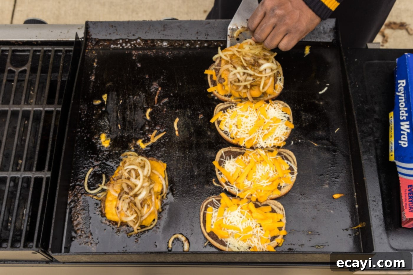 Patty Melt 16 adding onions to patty melt