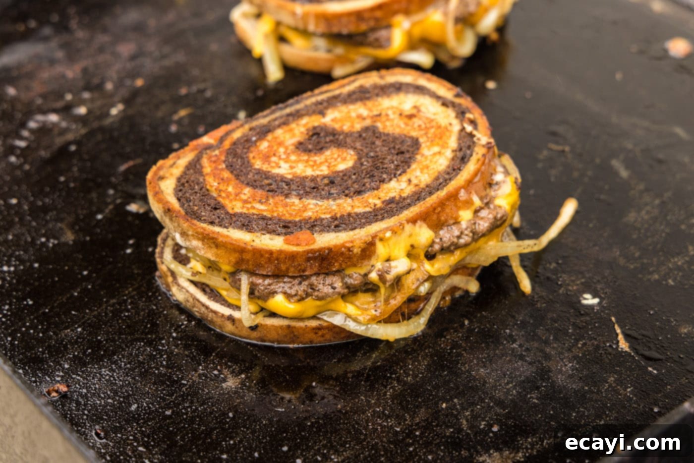 Patty Melt 19 patty melt sandwich on the griddle
