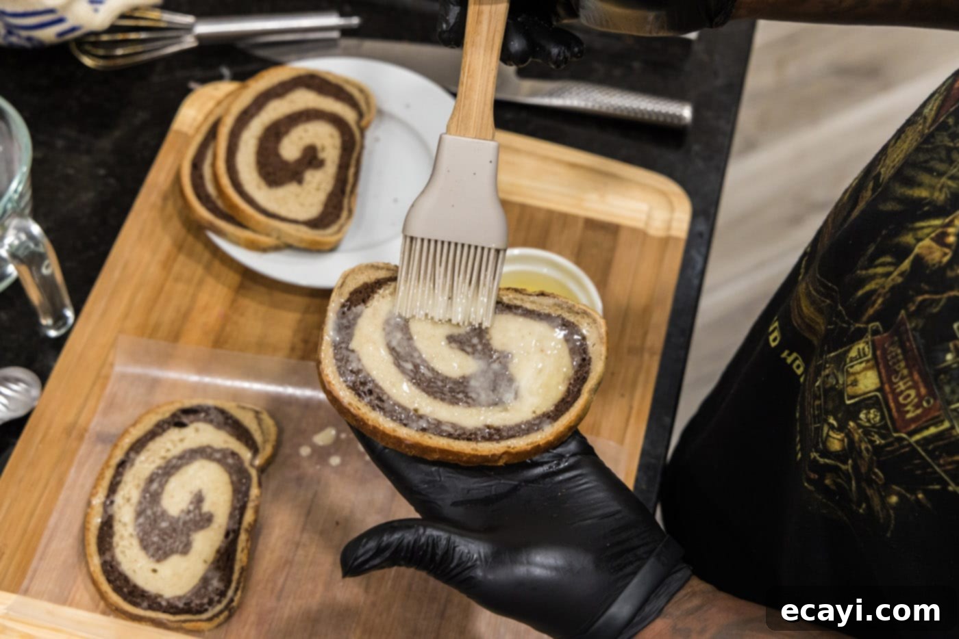 Patty Melt 9 brushing butter on rye bread