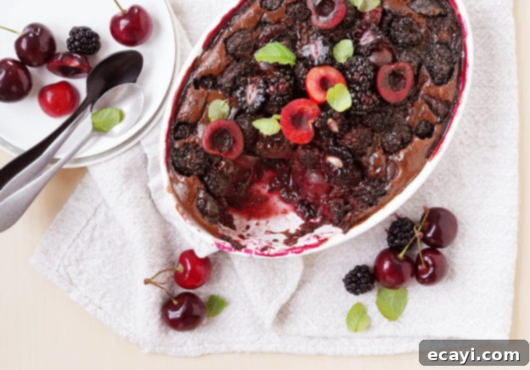 Decadent Blackberry, Cherry, and Chocolate Clafoutis 6 Fresh Cherries and Blackberries // FoodNouveau.com