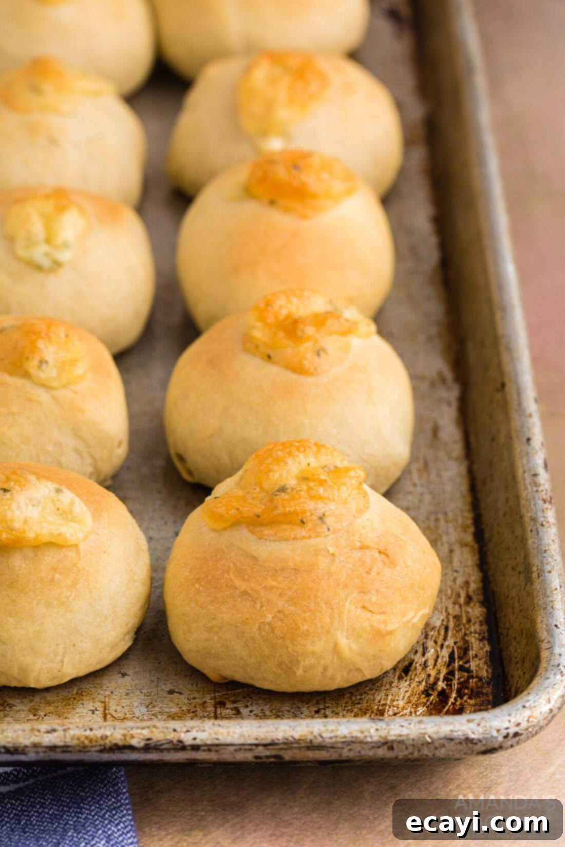 Golden Cheesy Garlic Buns 13 pan of garlic cheese rolls