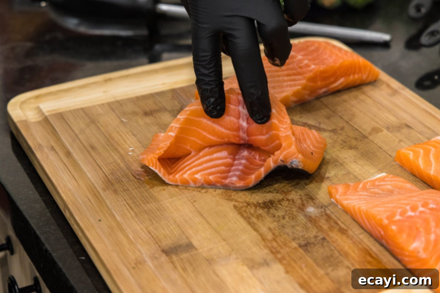 Gourmet Stuffed Salmon 15 pocket sliced into salmon filet for stuffing