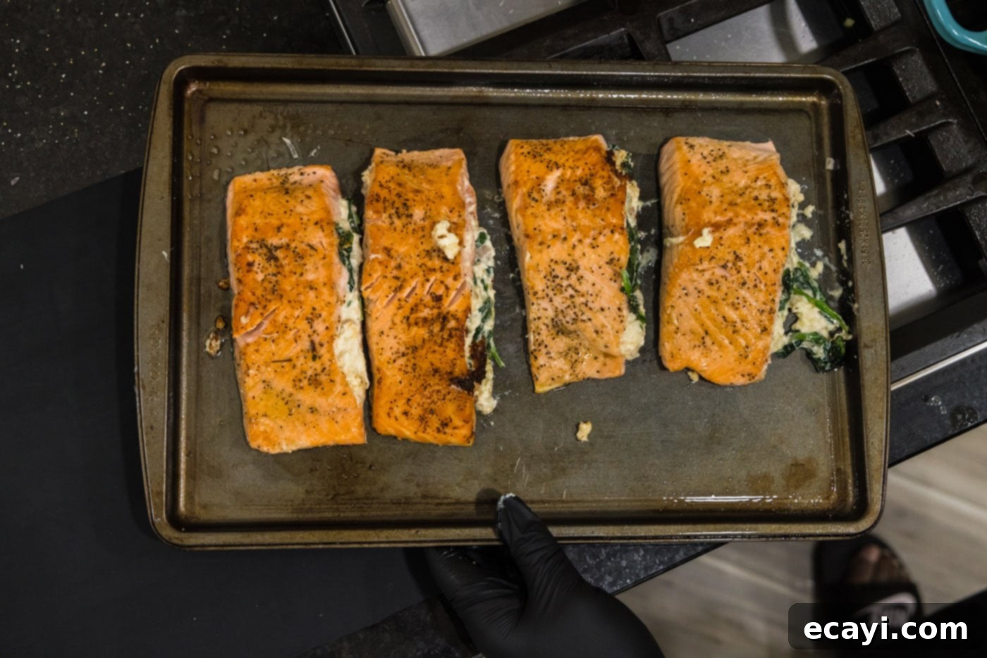 Gourmet Stuffed Salmon 20 baked stuffed salmon with crab meat