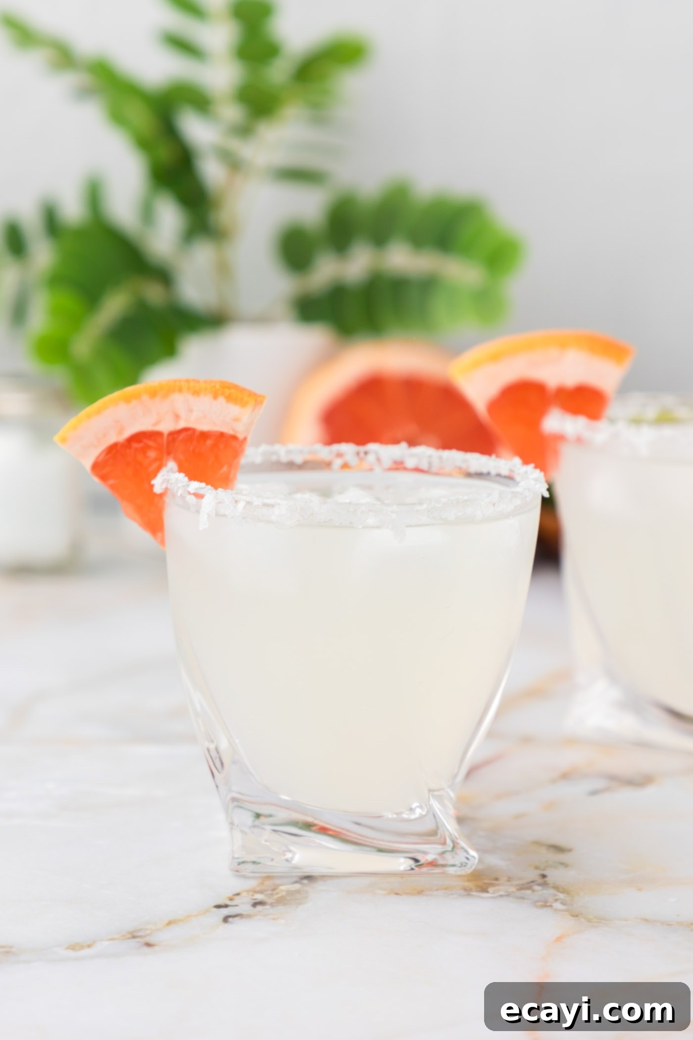 Paloma 12 paloma cocktail garnished with grapefruit wedge