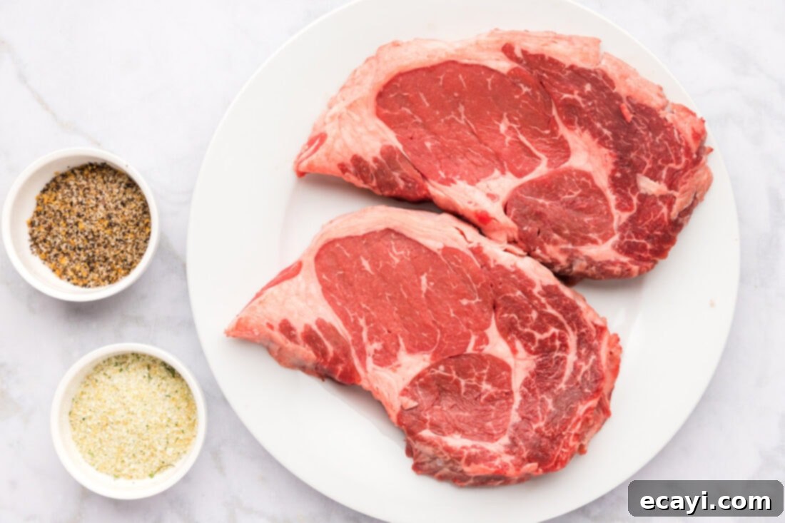 Restaurant-Quality Air Fryer Steak 4 Fresh ingredients laid out for Air Fryer Steak preparation.