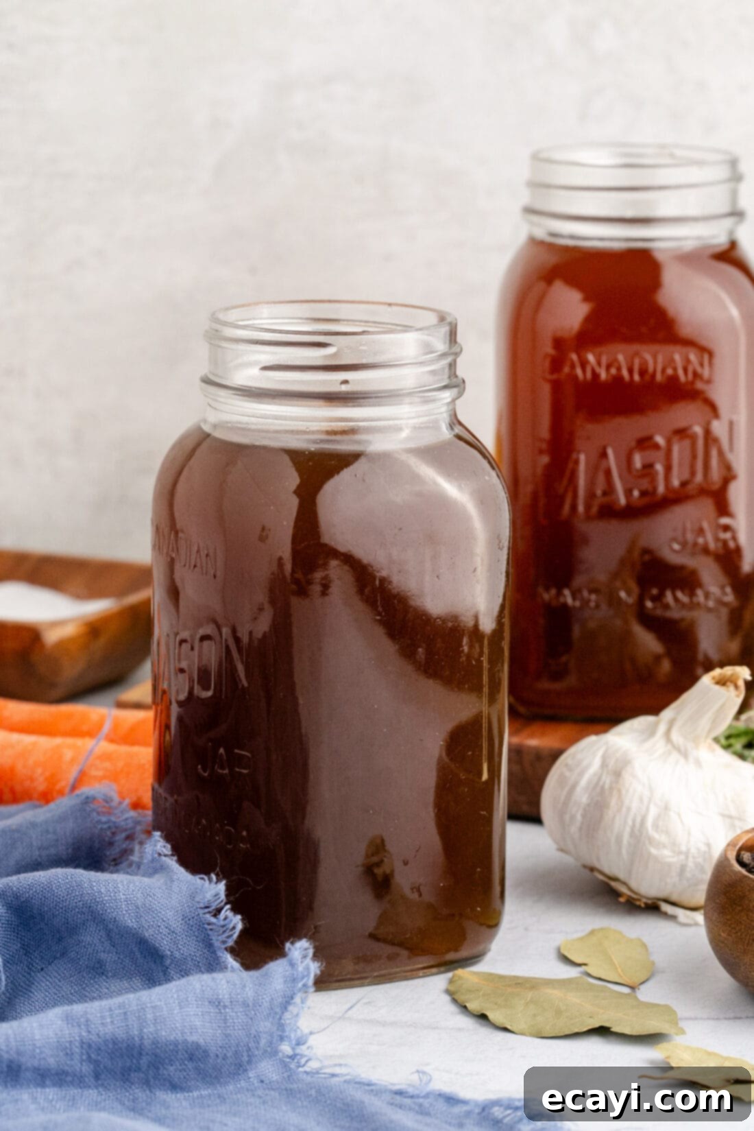 Garden Elixir 3 Two jars of freshly made Homemade Vegetable Broth, ready for storage or use