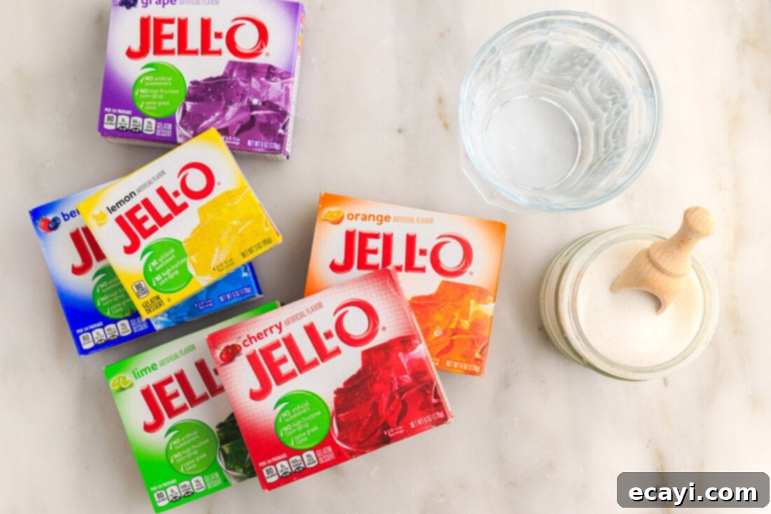 Colorful Gelatin Ice Pops 4 Ingredients for Jello Popsicles