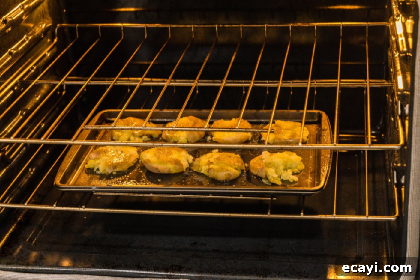 Crispy Smashed Spuds 11 baking smashed potatoes in the oven until golden and crispy