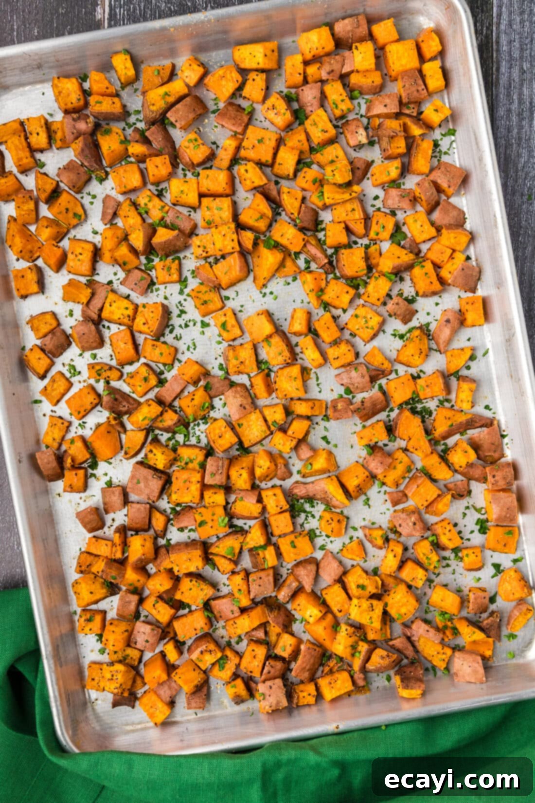The Ultimate Roasted Sweet Potatoes 3 Baking sheet of Roasted Sweet Potatoes