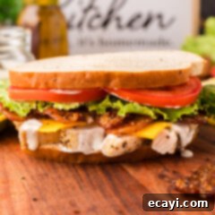 Ultimate Chicken Bacon Ranch Stack 11 Chicken Bacon Ranch Sandwich on a platter, ready to be served