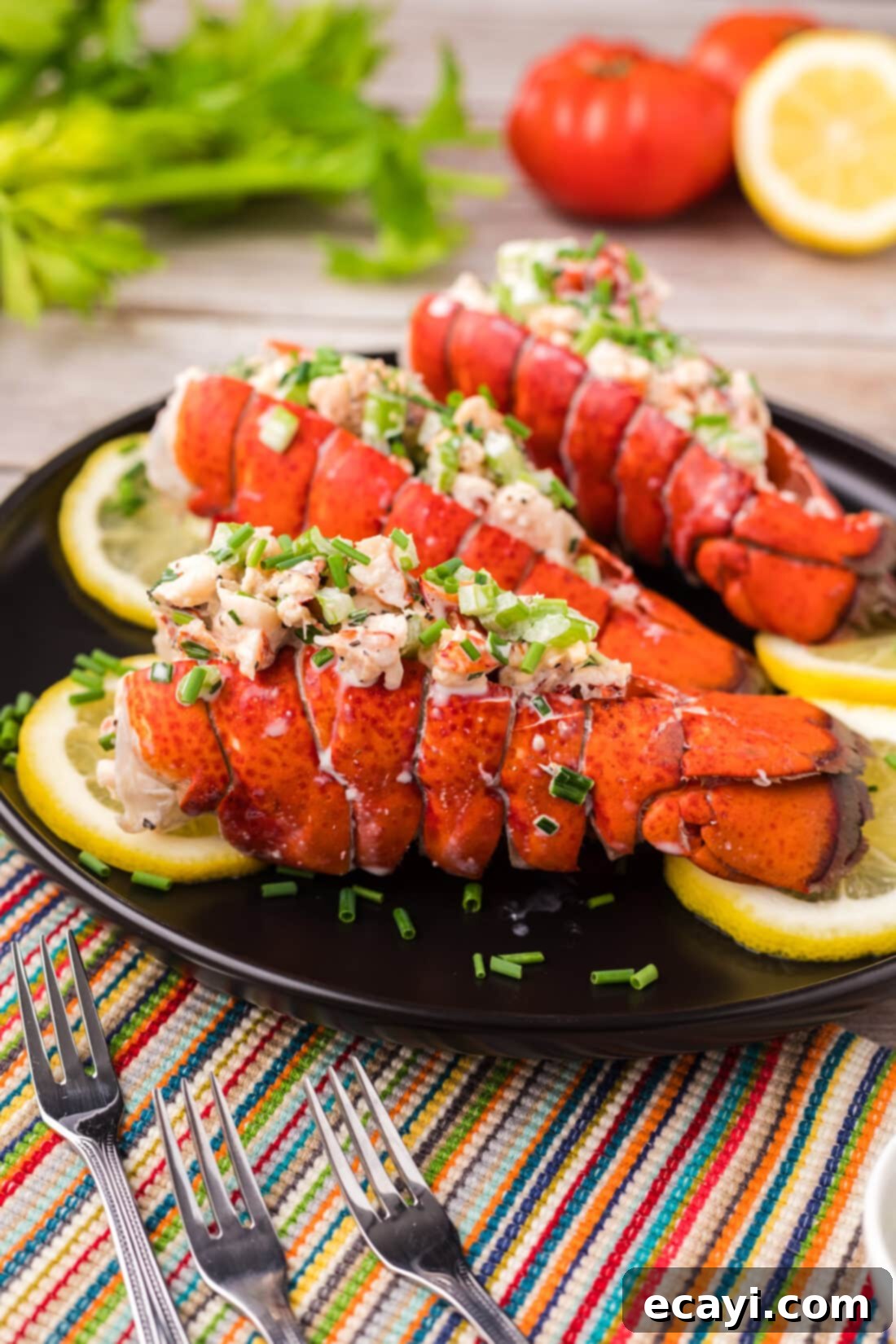 Classic Lobster Salad 2 Lobster Salad in lobster tails on a plate