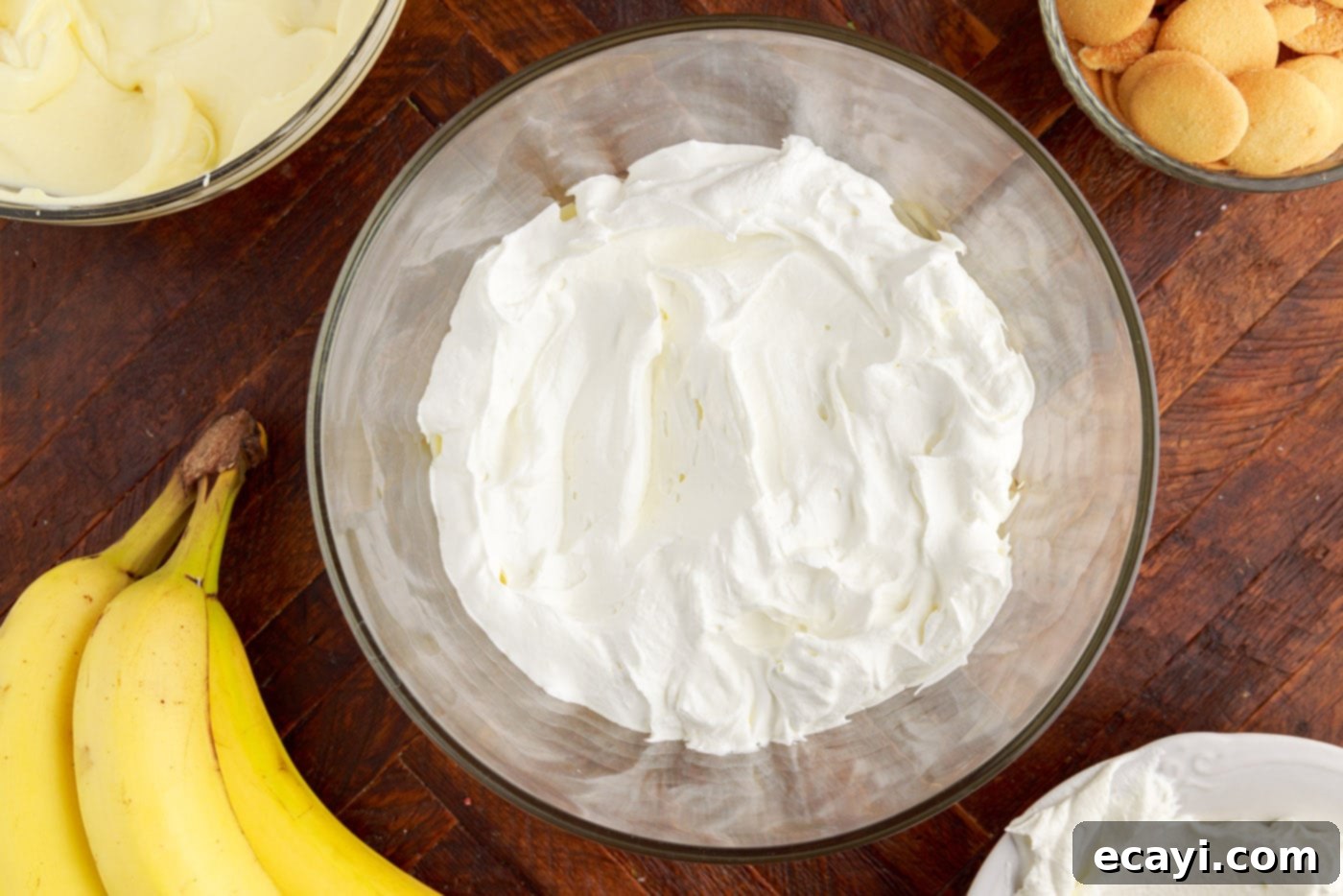 Decadent Banana Layers 12 layer of whipped cream over the top of banana pudding