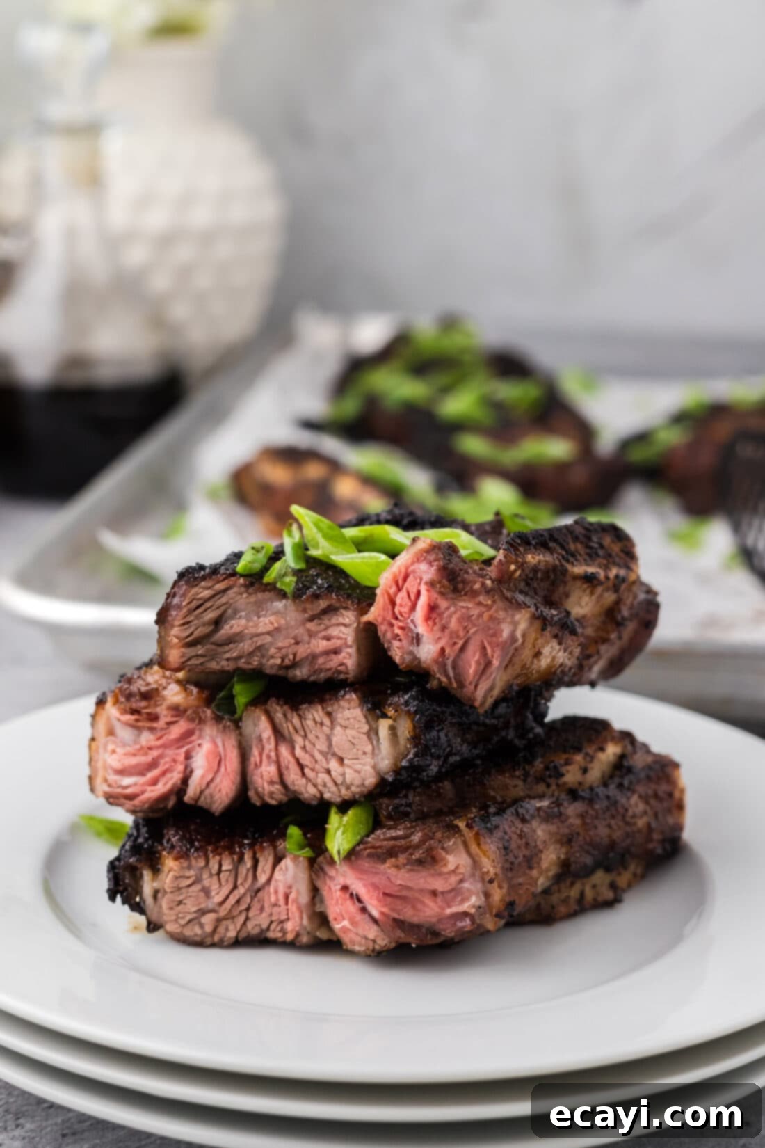 Fall-Off-The-Bone Korean Short Ribs 3 A stack of beautifully cut Korean Short Ribs on a plate, ready for marination.