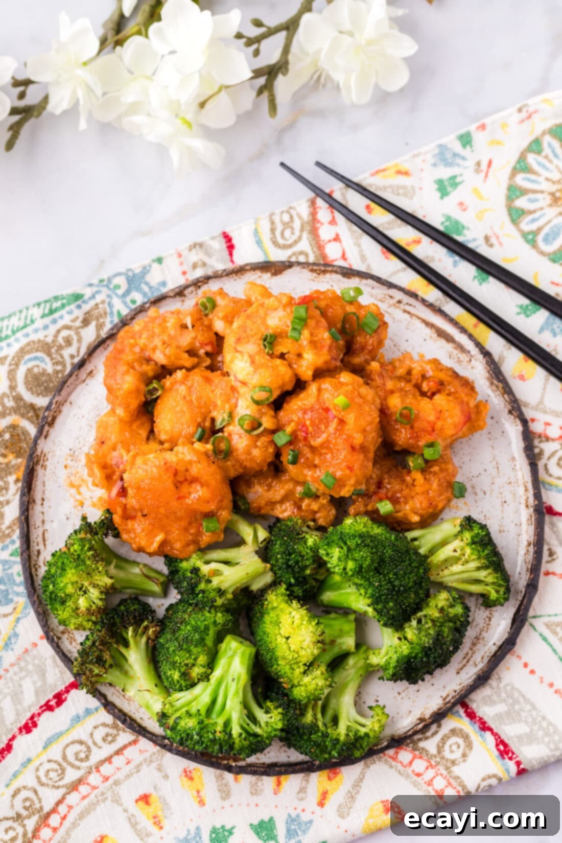 Bang Bang Shrimp 3 Bang Bang Shrimp on a plate with broccoli