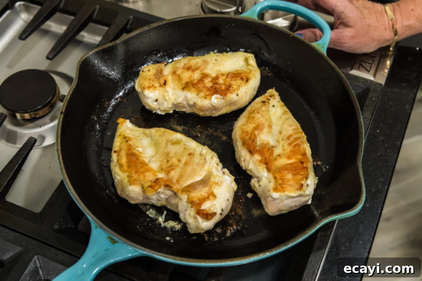 Savory Onion-Thyme Chicken 10 pan seared chicken breasts