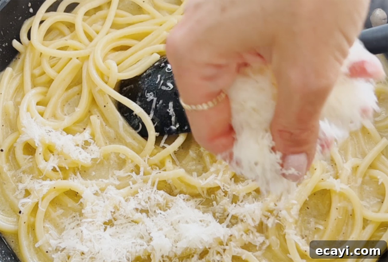 The Secret to Perfect Cacio e Pepe 14 Gradually incorporating cheese into the sauce creates a silky smooth Cacio e Pepe pasta sauce