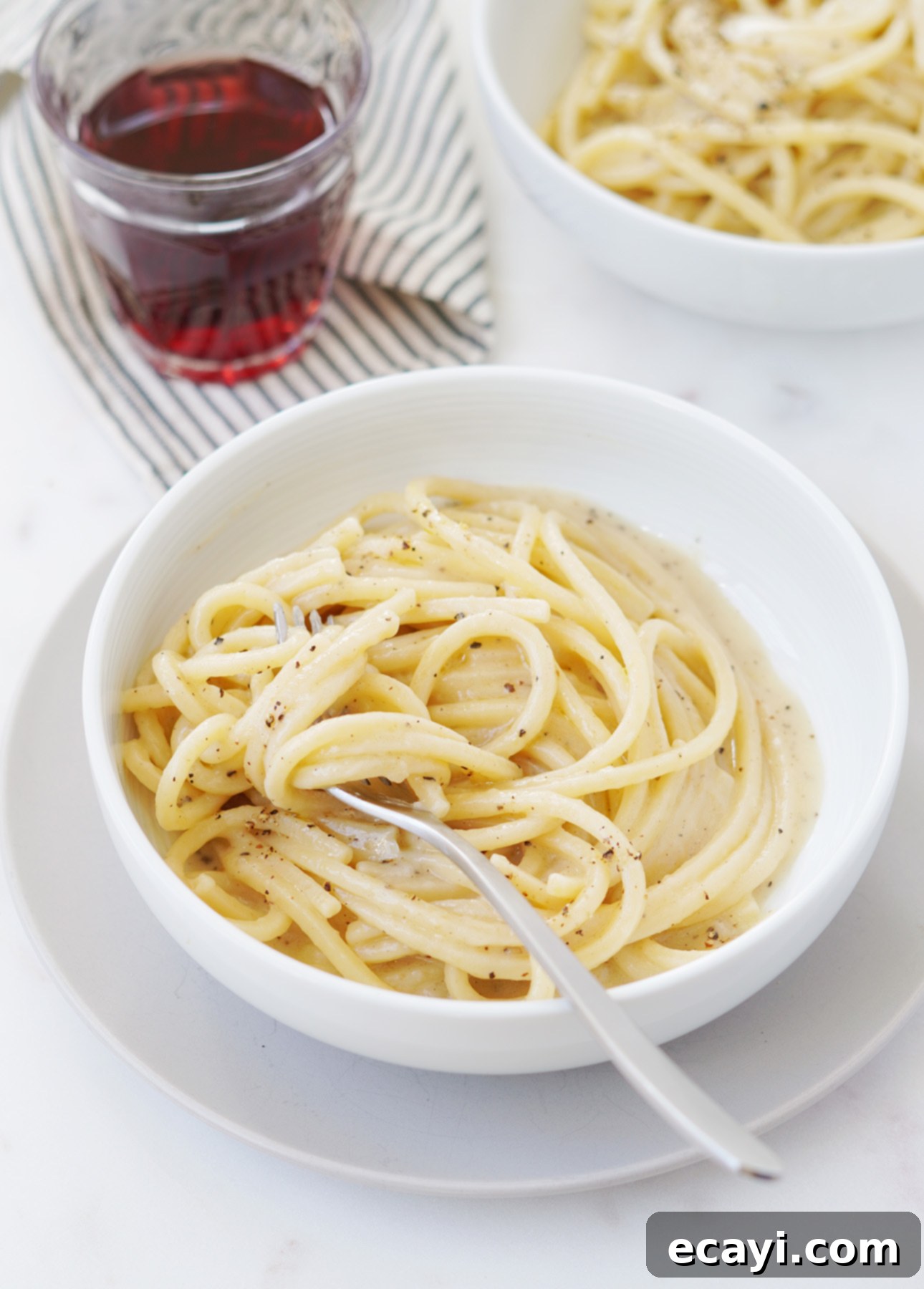 The Secret to Perfect Cacio e Pepe 16 A serving of Cacio e Pepe, one of the four quintessential Roman pasta dishes