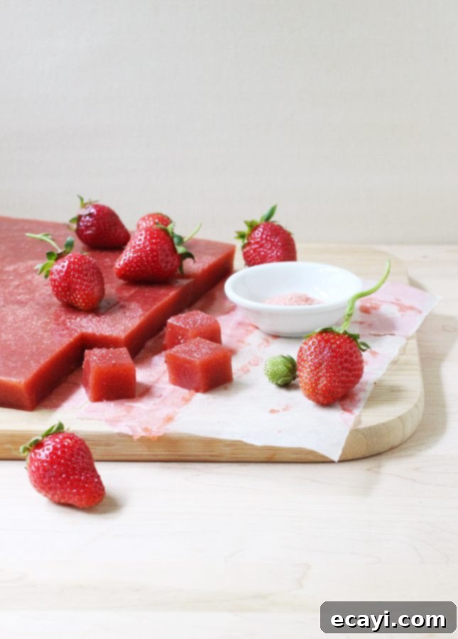 Strawberry Rhubarb Fruit Gems 2 Quick and Easy Strawberry and Rhubarb Pâtes de Fruits // FoodNouveau.com