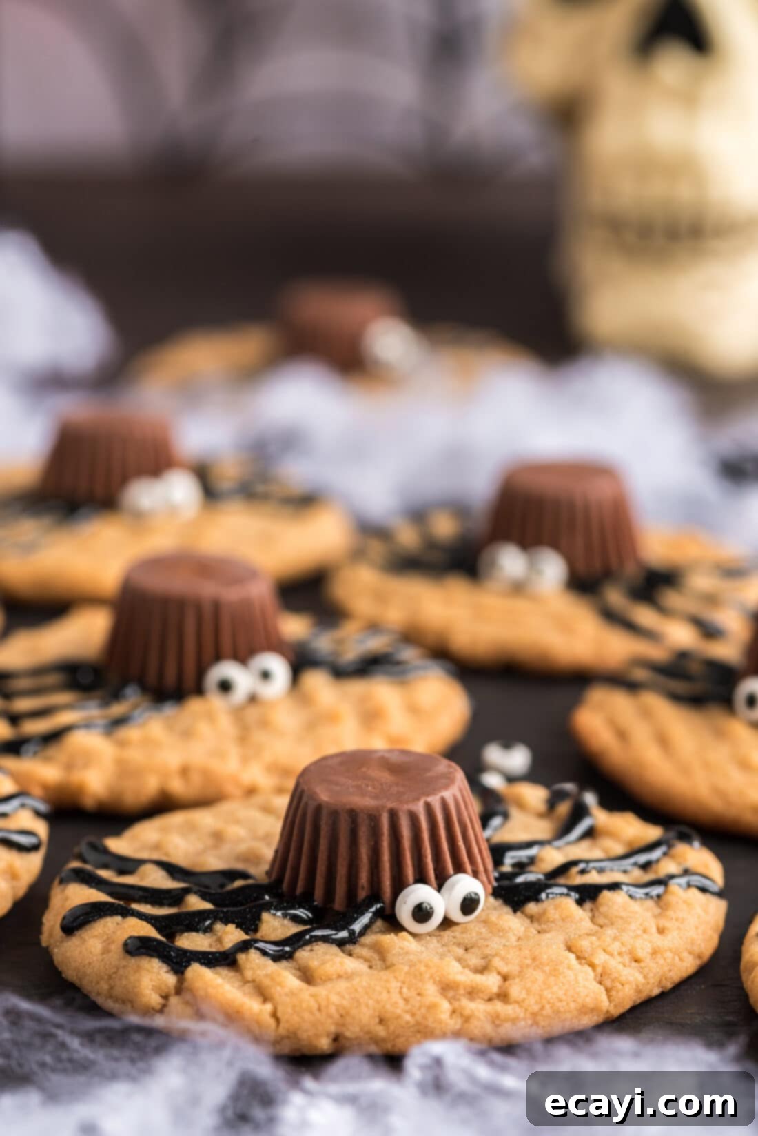 Spooky Spider Cookies 3 Close up photo of Spider Cookies on a platter