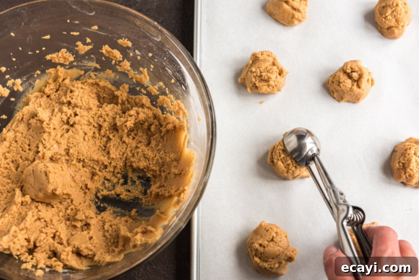 Spooky Spider Cookies 10 scooping cookie dough onto baking sheet
